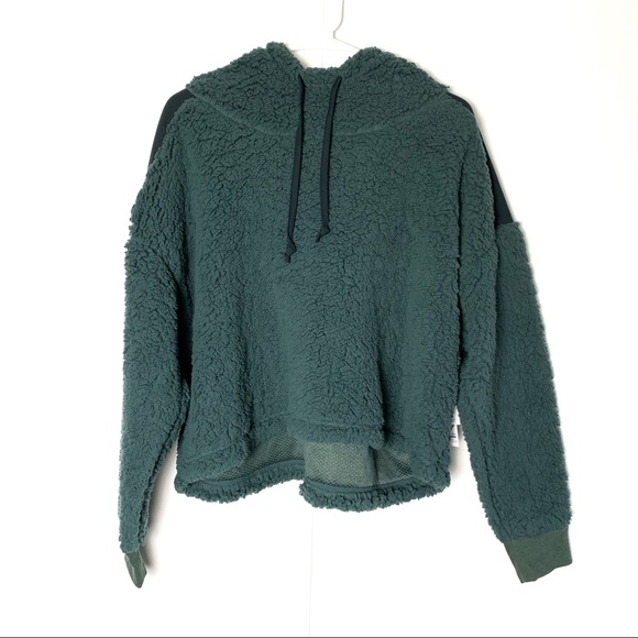 Zella Tops - Zella dark green Sherpa fleece pullover hoodie